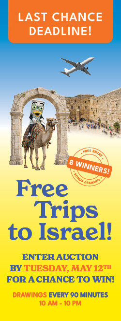 Free Trips to Israel! Enter auction by May 12, 2026 to win!